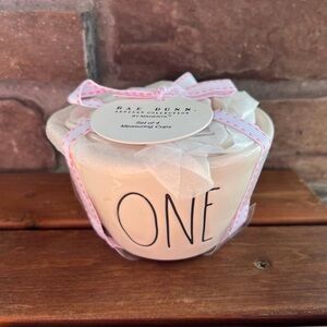Rae Dunn White Measuring Cups with Pink Inside